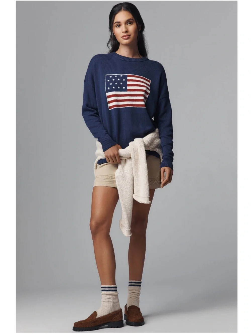Beach Riot x Anthropologie Callie Americana Sweater In Navy
